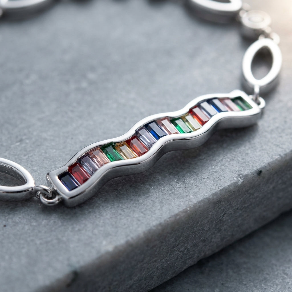 92.5 Italian Silver Multi Colour Bracelets