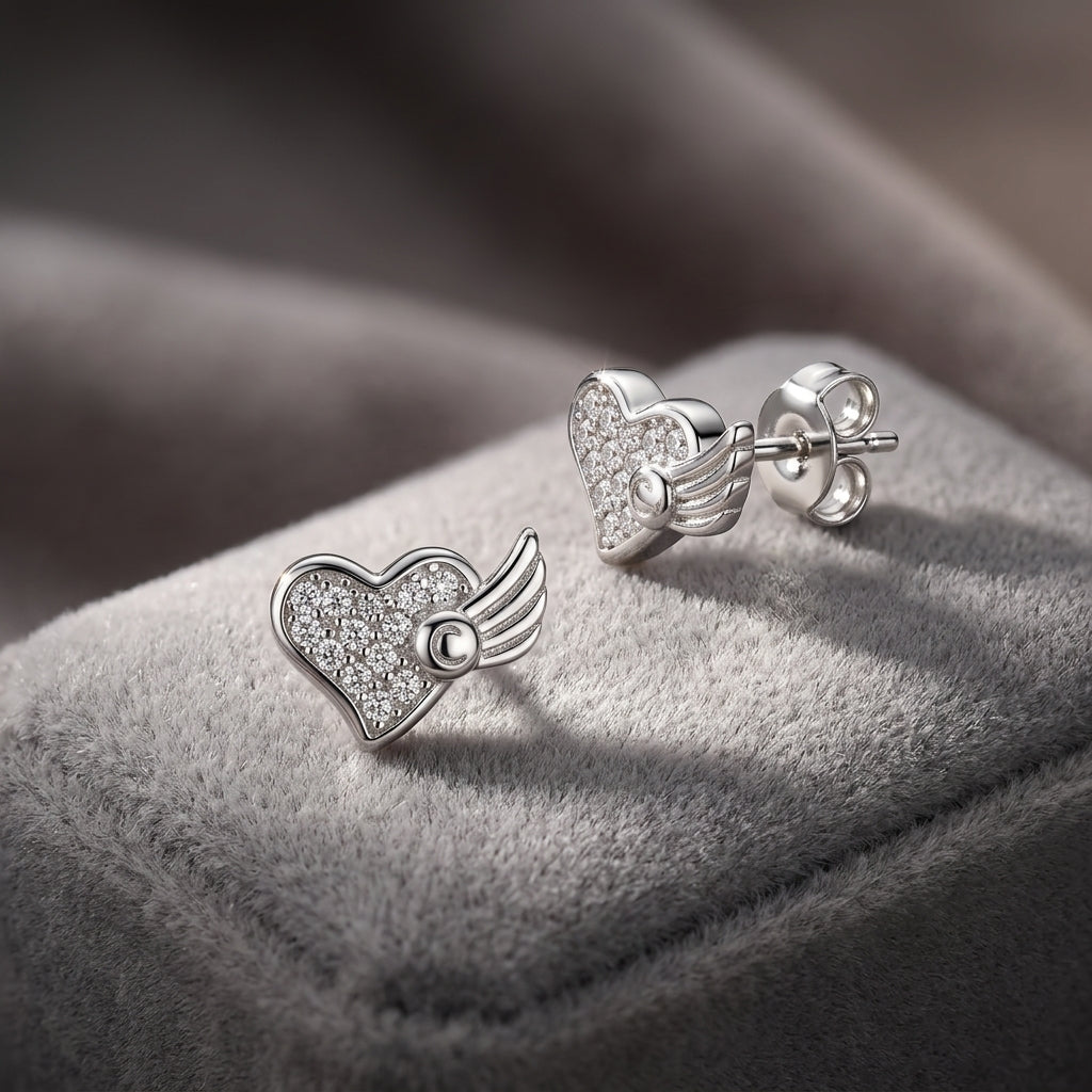 92.5 Silver Earrings for Daily wear | Winged Heart