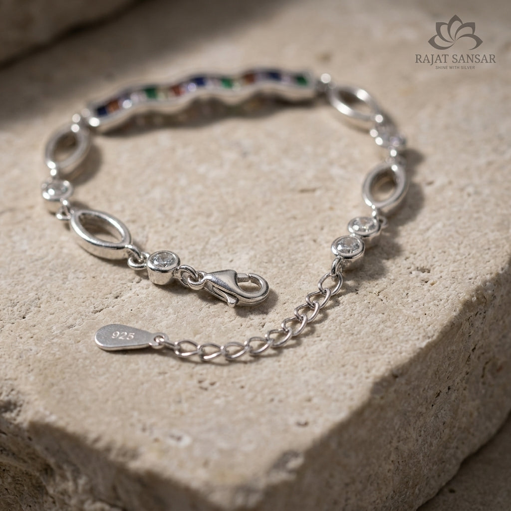 92.5 Italian Silver Multi Colour Bracelets