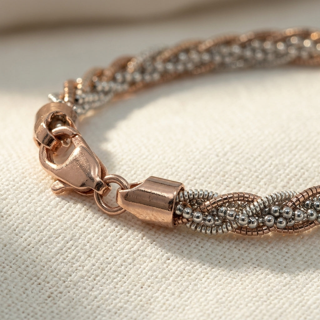 92.5 Sterling Silver Eterna Twist Bracelets Braided pattern
