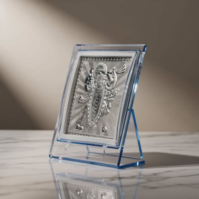 999 Pure Silver Shreenath ji Frame for Home, Office, Pooja Room/Thakur ji, Shrinath ji Nathdwara