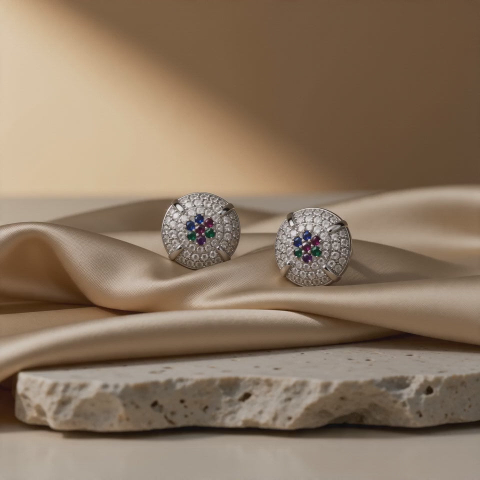 92.5 Sterling Silver cluster Stud Earring – Elegant, Sparkling & Everyday Chic
