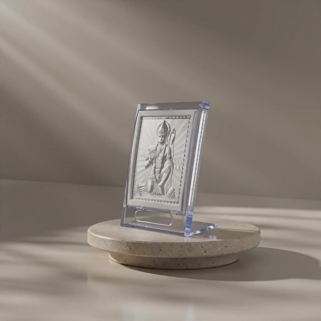 999 Sliver Hanuman Ji Photo Frame Idol| Pooja Room , Office Desk
