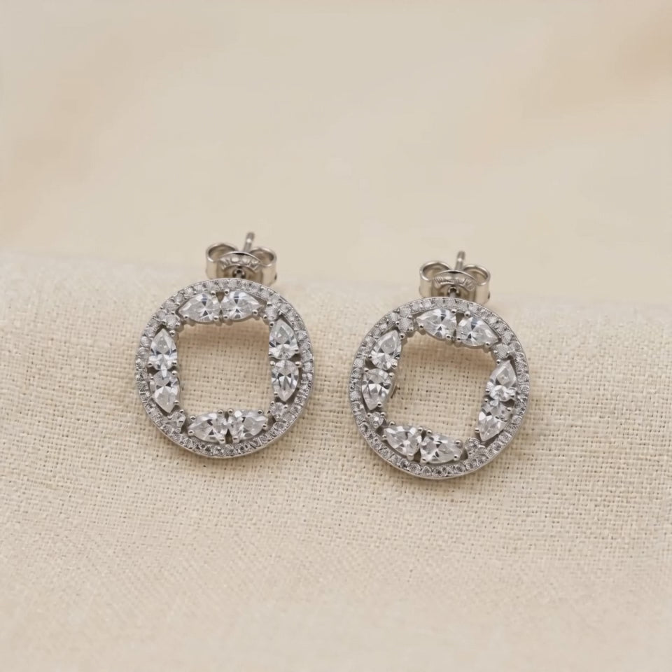 92.5 Sterling Silver Round -cut Earring