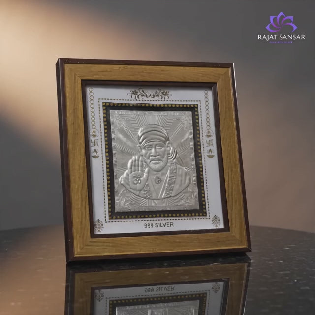 999 Pure Silver Sai Baba Photo Frame – Blessings of Faith & Peace 11X10 Inch
