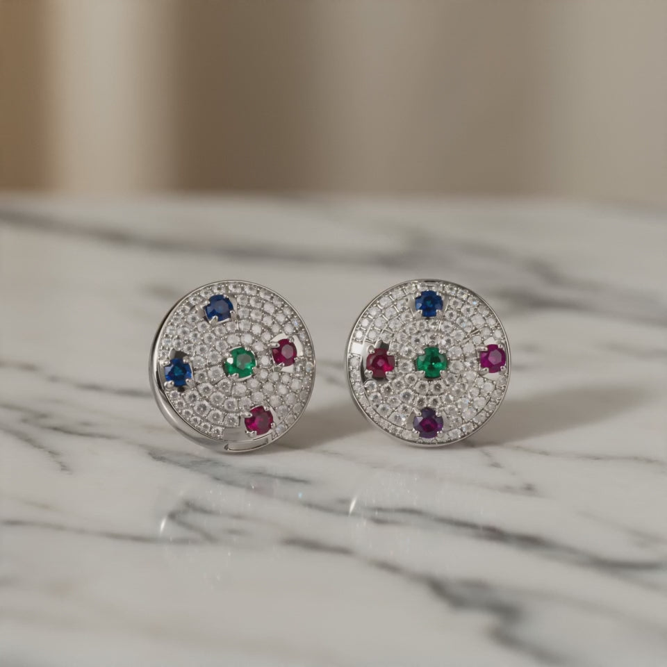 92.5 Sterling Silver Multicolor Stone Stud Earring – Vibrant, Elegant & Everyday Perfect
