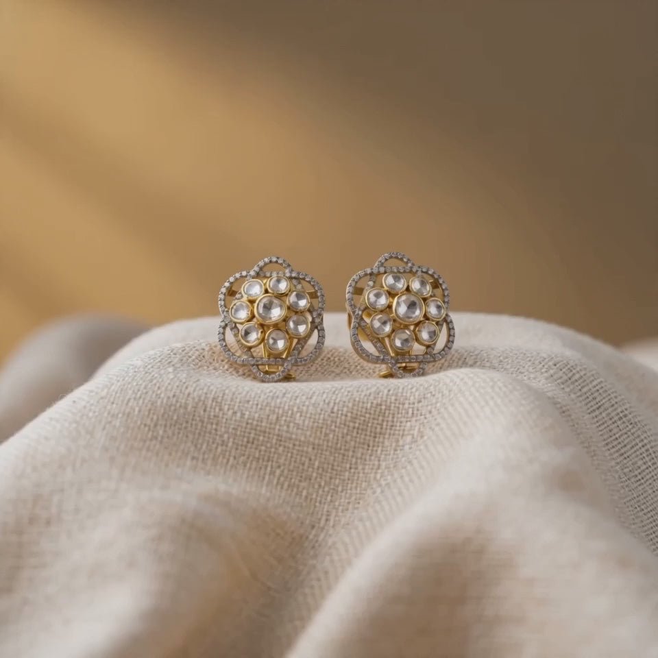 Kundan Bloom 925 Silver Statement Studs