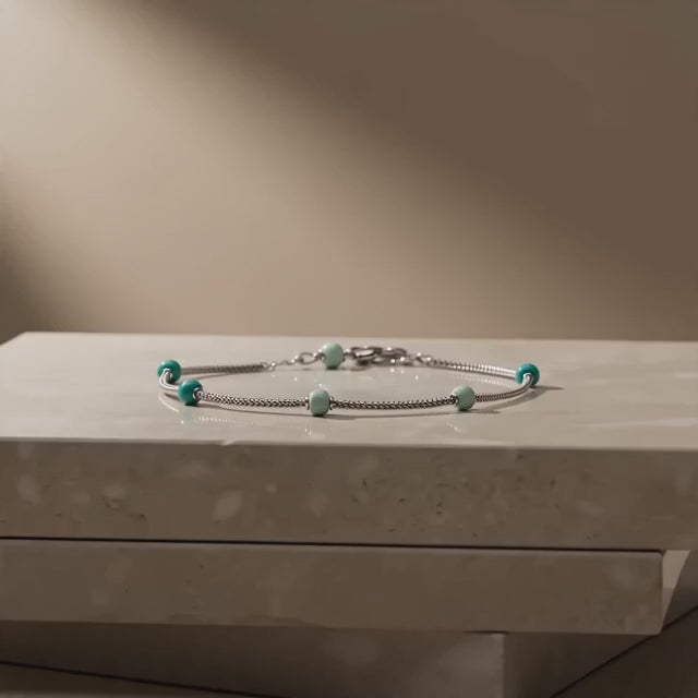92.5 Italian Silver beaded anklet