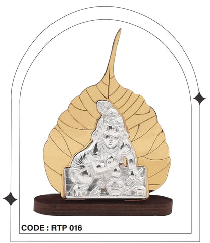 92.5 Silver Laddu Gopal wooden Peepal Leaf