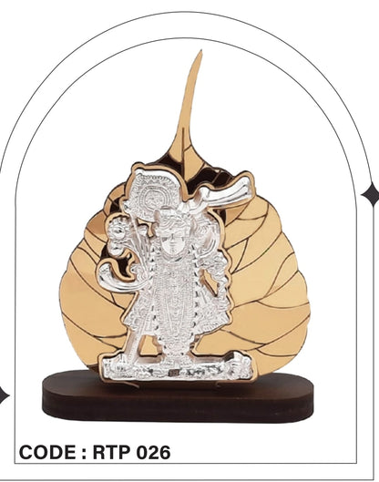 92.5 Silver Shrinath Ji Wooden Peepal Leaf Table Stand