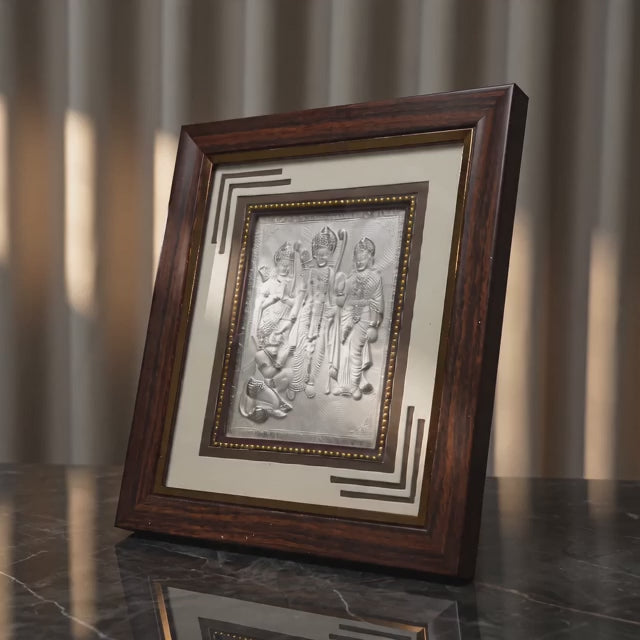 999 Pure Silver Ram Darbar Photo Frame – Symbol of Devotion, Dharma & Protection 15x13 Inch