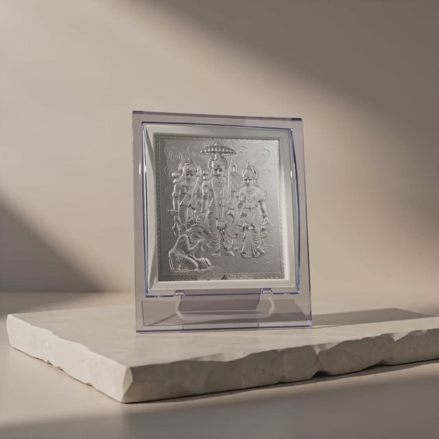 999 Pure Silver Shree Ram Darbar Frame | Ram Ji, Sita Ji, Laxman Ji, Hanuman Ji | for Home, Office, Pooja Room