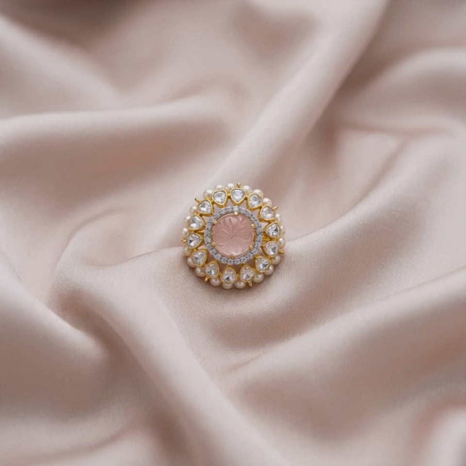92.5 Silver Floral Polki Ring
