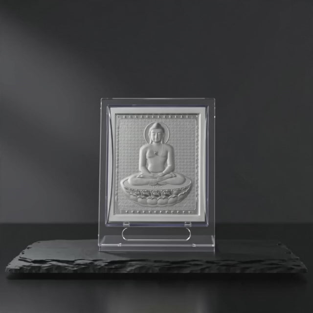 999 Silver Mahaveer Swami Photo Frame Idol | Meditation room , Home , Office