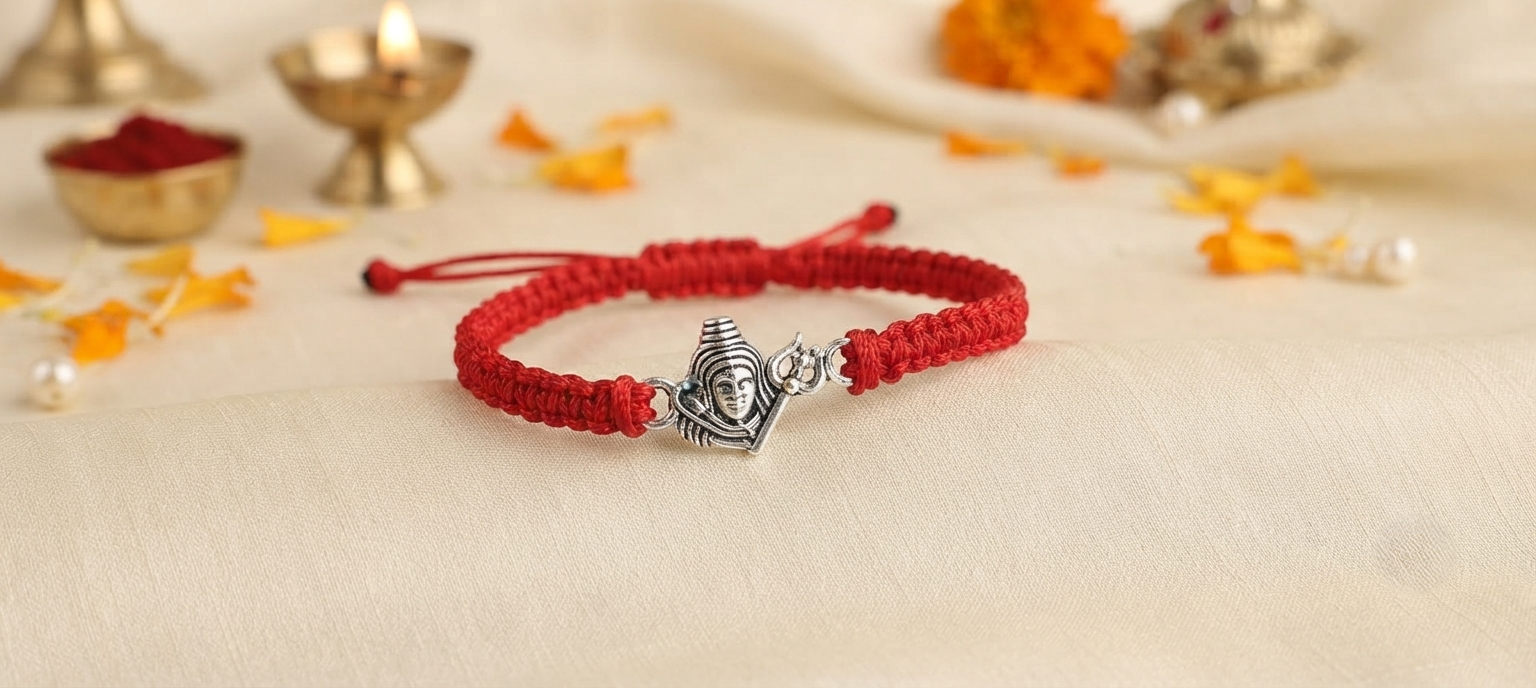 Handcrafted Divine Silver SHIV Rakhi Collection- Pack of 2